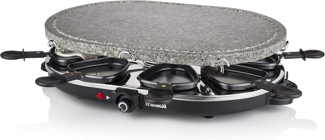 Princess ovaler Raclette-Stein Grill, 1200 Watt, regelbarer Thermostat, für 8 Personen, antihaftbesc