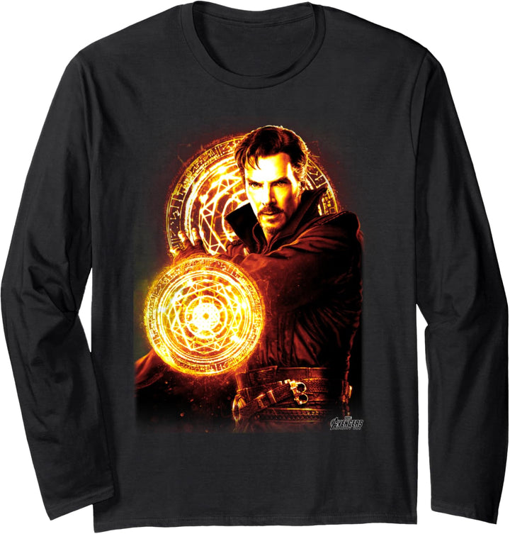 Marvel Infinity War Dr. Strange Fire Symbol Langarmshirt