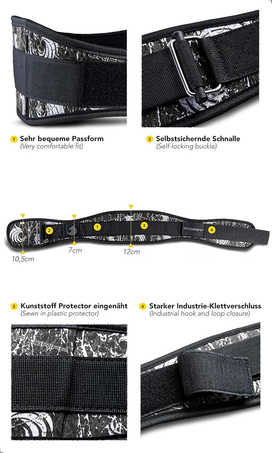 Fitgriff® Gewichthebergürtel V2 - Gewichtheber Gürtel für Damen und Herren - Bodybuilding, Krafttrai