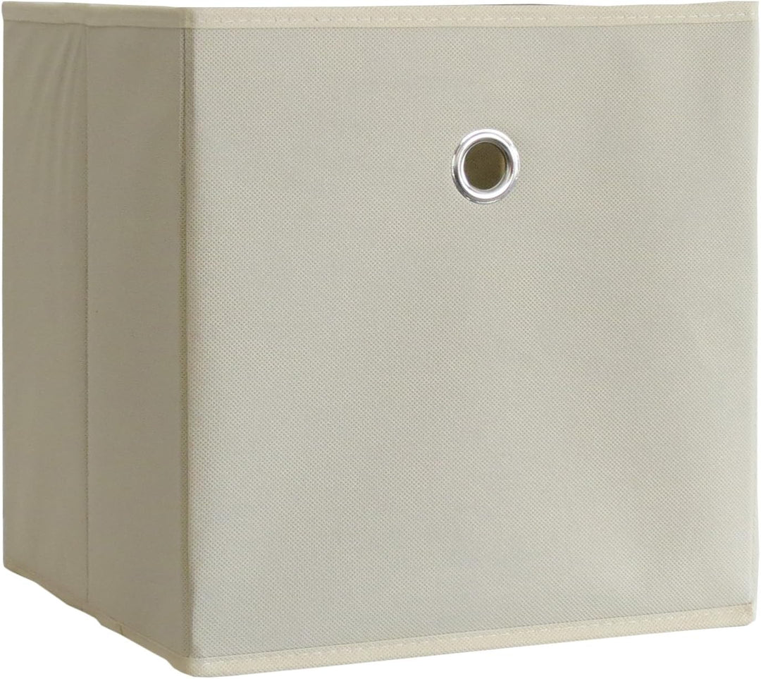 VCM 10er Set Faltbox Klappbox Sammelbox Stoffbox Regalbox Regalkorb ohne Deckel Weiss-Natur 28 x 27
