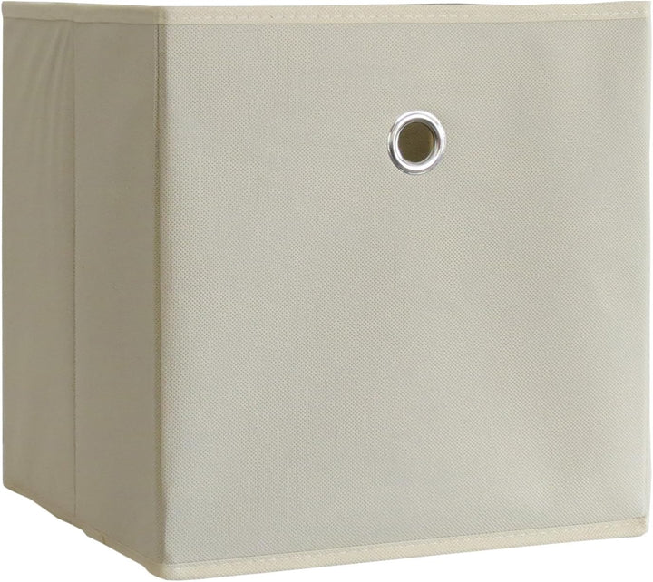VCM 10er Set Faltbox Klappbox Sammelbox Stoffbox Regalbox Regalkorb ohne Deckel Weiss-Natur 28 x 27