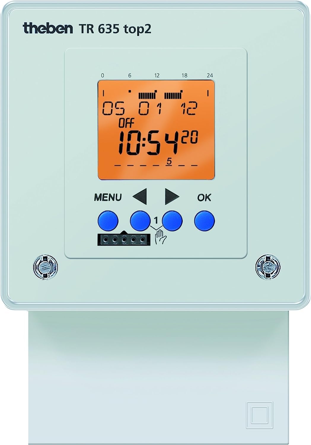 Theben 6350100 TR 635 top2 I Digitale Zeitschaltuhr I Wochenprogramm I Programmsicherung I 84 Speich