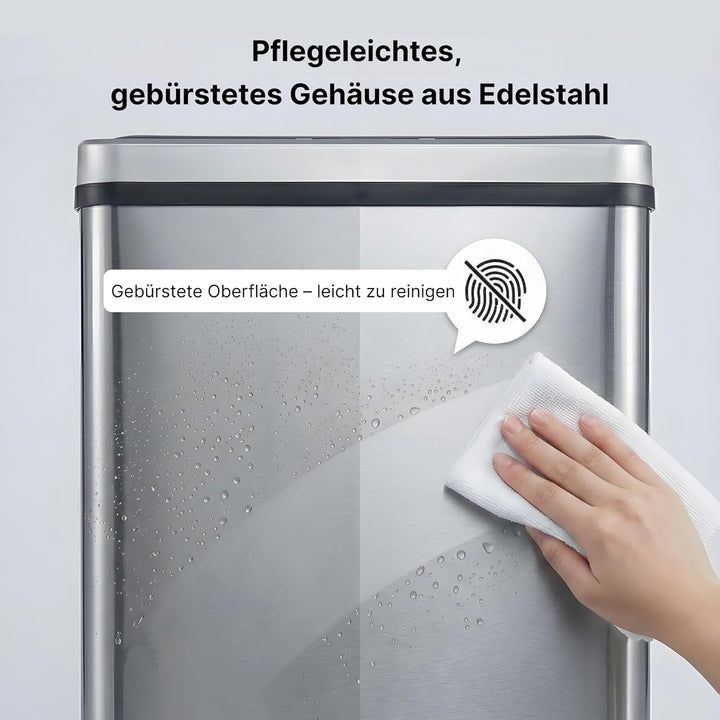 Sensor Mülleimer 50L – Automatischer Abfalleimer Küche mit Deckel, Edelstahl, geruchsarm, leise, für