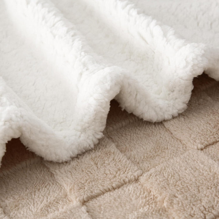 Sherpa-Überwurfdecke für Couch, Flanell, gemütlich, weich, dick, für Bett, Fleece, Beige, 152,4 x 20