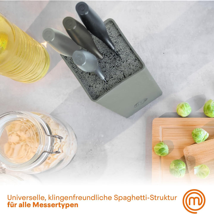 MasterChef Messerblock mit Messer, Kuchenmesser Set mit Santokumesser, Brotmesser, Kochmesser, Gemüs