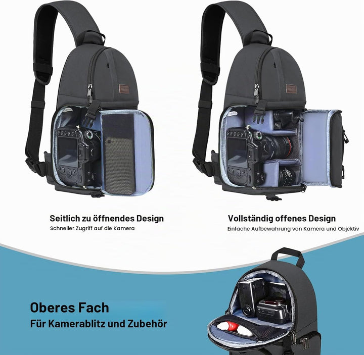 MOSISO Kameratasche Brust, DSLR/SLR/Spiegellose Kamera Rucksack Tasche Stossfester Fotografie Rucksa