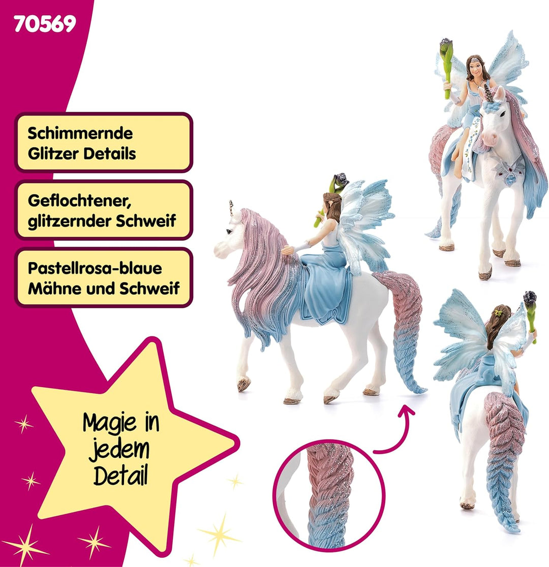 schleich BAYALA 70569 Elfe Eyela mit Prinzessinnen Einhorn - Spielset - Funkelnde Fliegende Prinzess