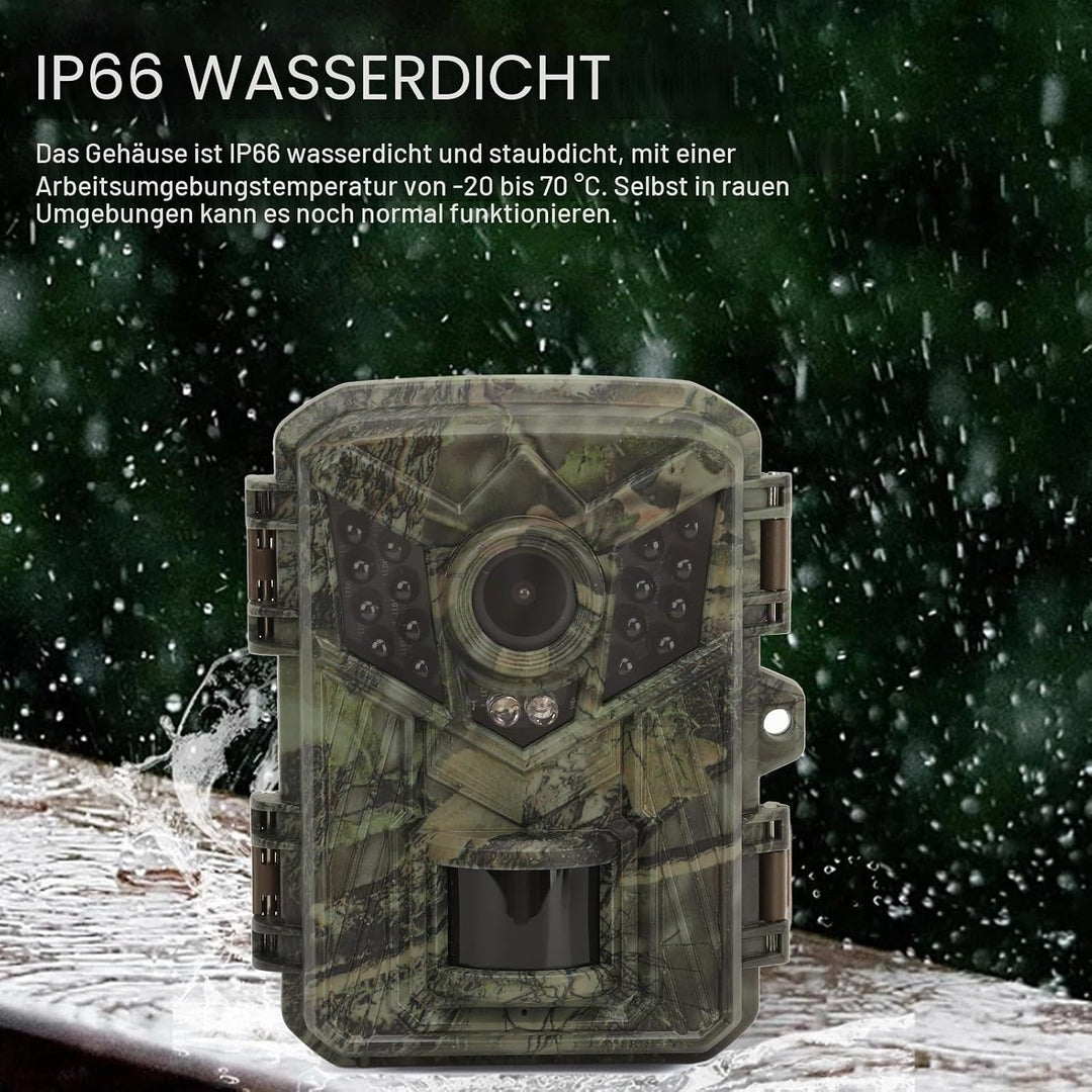 Wildkameras, 16 MP, 1080P HD, wasserdichte Wildkamera mit Schneller Auslösezeit, Infrarot-Nachtsicht