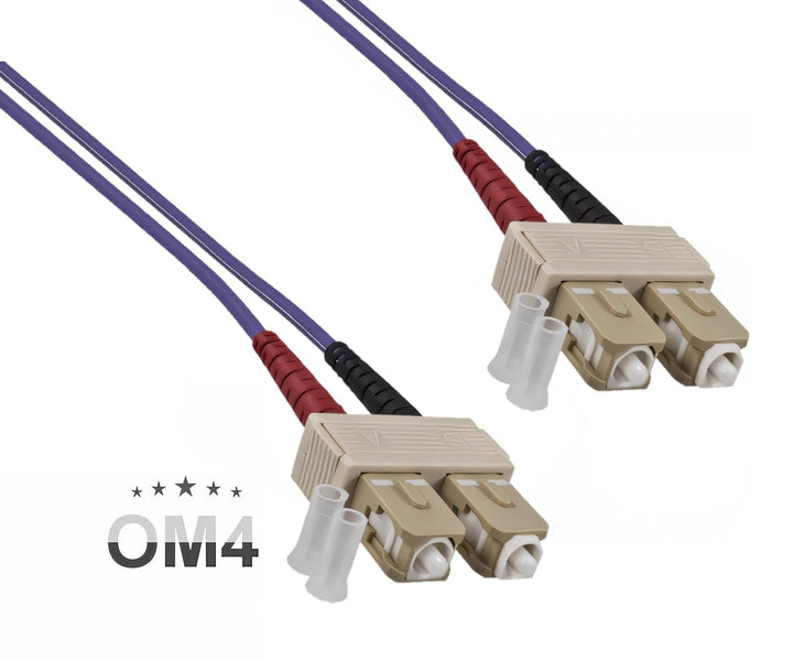 DINIC LWL Kabel OM4, Patchkabel SC/SC Lichtwellenleiter Multimode (30m, violett) 30m violett, 30m vi