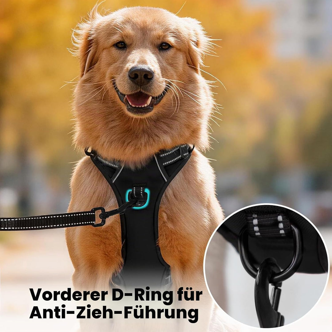 PoyPet No Pull Hundegeschirr, reflektierendes Westengeschirr mit 2 Leinenbefestigungen und einfachem
