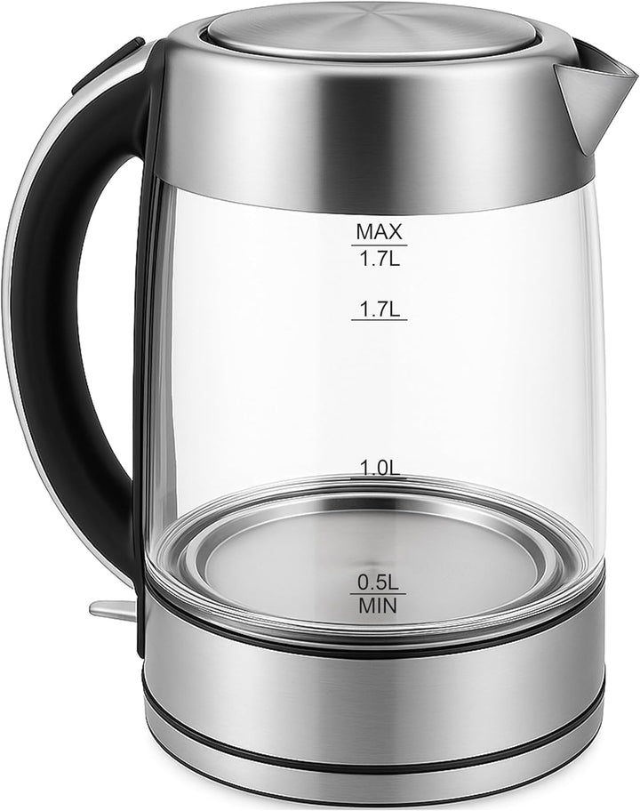 Retoo Glas Wasserkocher Elektrischer 1.7L 2200W Edelstahl, Überhitzungsschutz, Warmhaltefunktion, BP