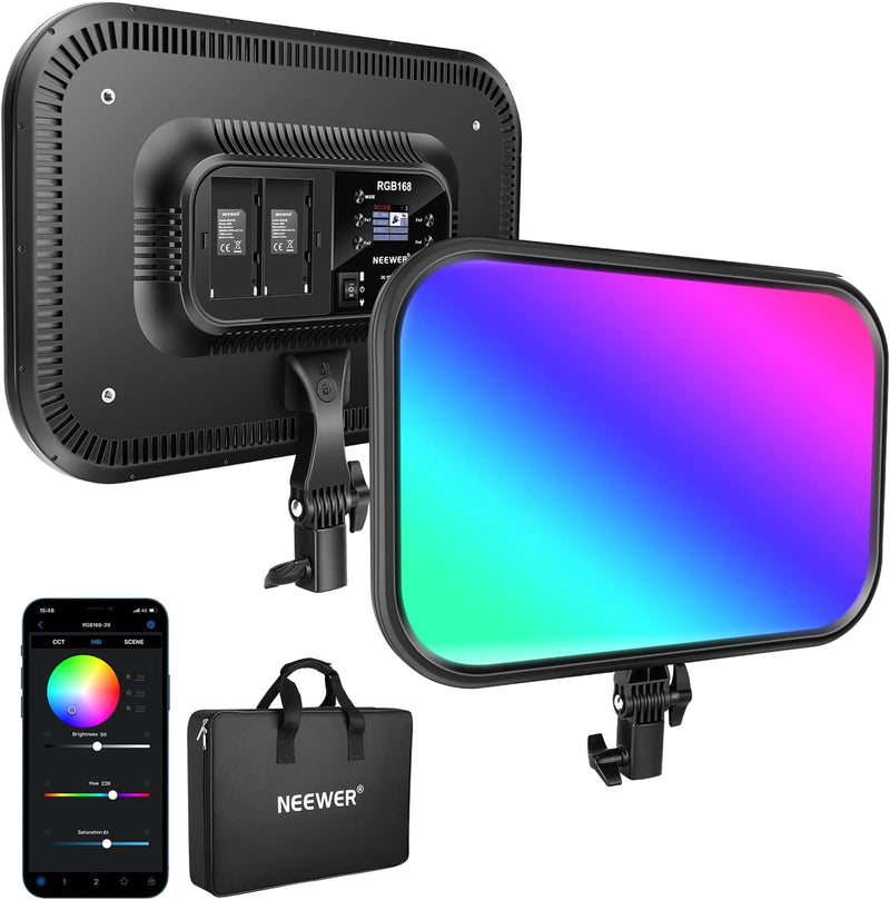 NEEWER RGB168 18,3" 60W RGB LED Videoleuchte Panel mit APP Steuerung 360 ° Vollfarbe Dimmbar 2500K~8