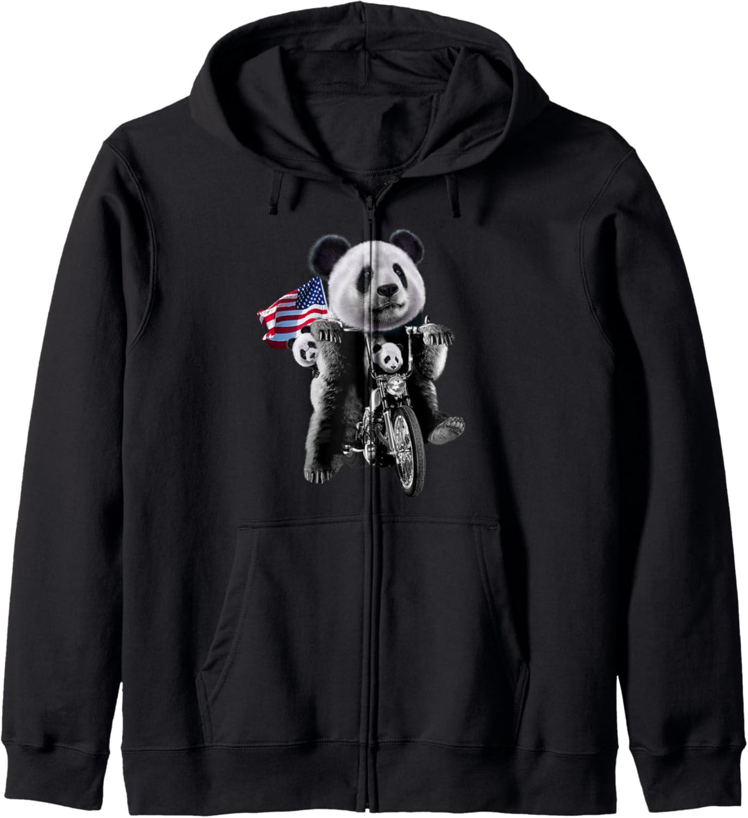 Patriot Riesenpanda mit Jungen auf Motorrädern Kapuzenjacke