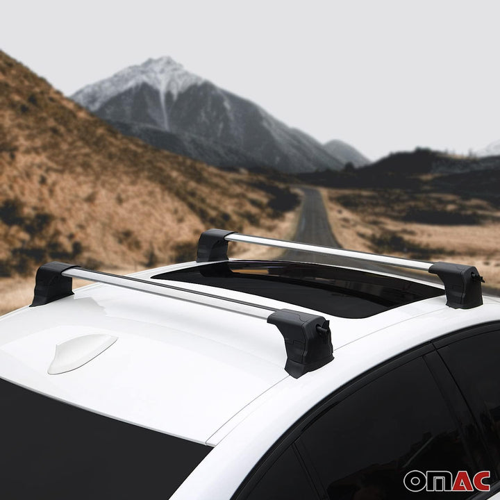 OMAC Dachträger Grundträger kompatibel mit VW Touareg 2002-2010 Gepäckträger Alu Silber 2X
