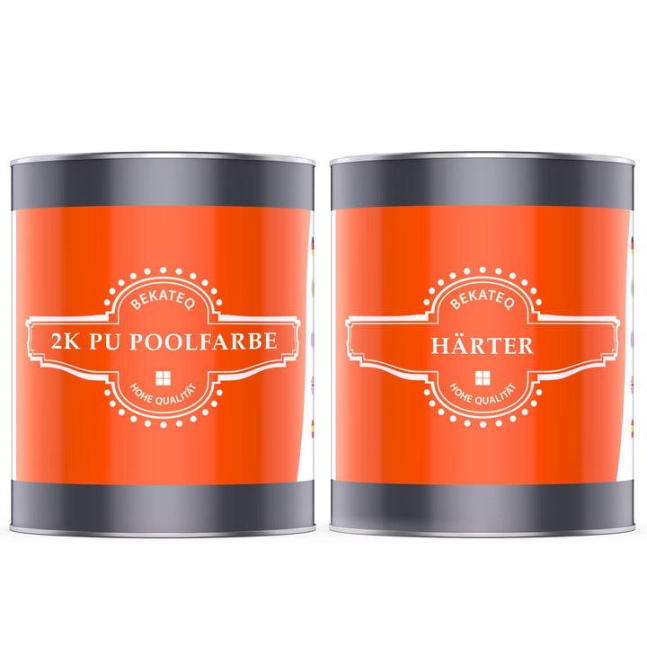 BEKATEQ 2K PU Poolfarbe Brillantblau 1kg I Glänzende Schwimmbadfarbe für Poolbecken aus GFK, Polyest