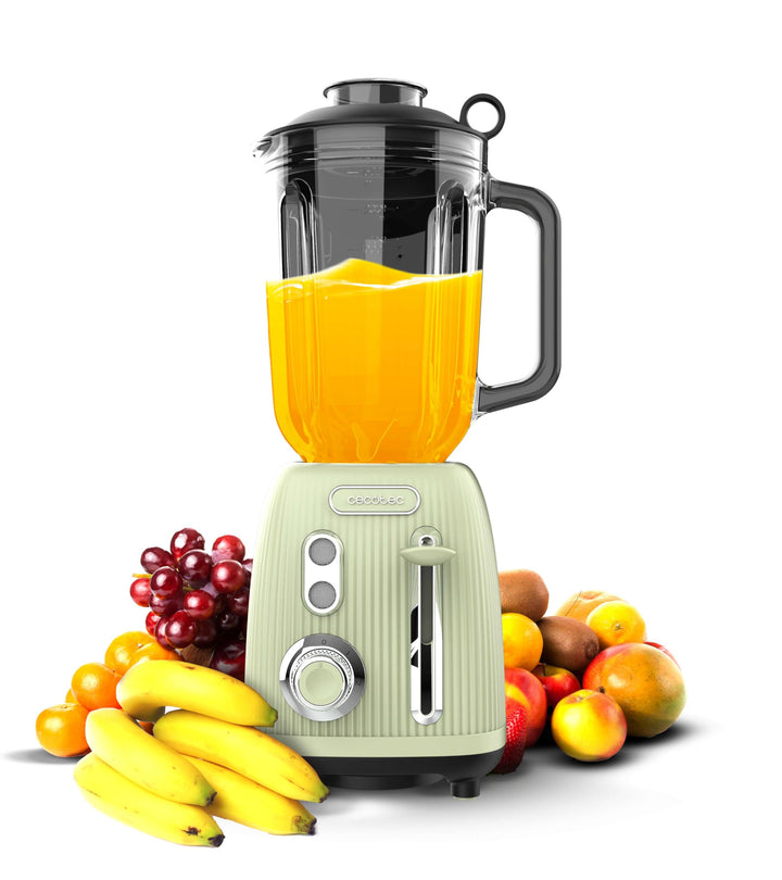 Cecotec Standmixer Retro Power Black Titanium RetroGreen. 1200W Maximale Leistung, 2 Geschwindigkeit