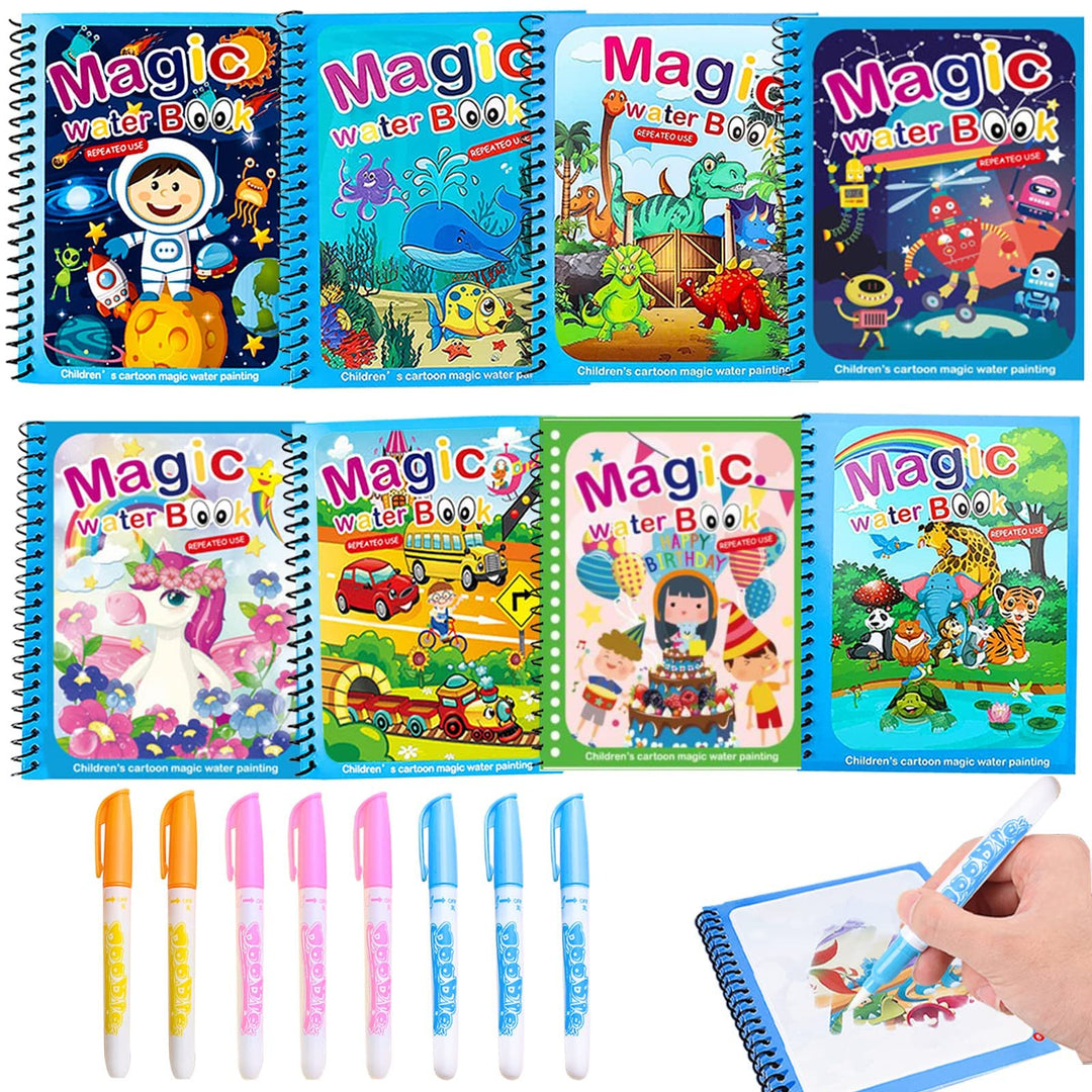 8 Stück Wassermalbuch,Wasser Malbuch,Water Magic Magisches Book Wassermalbücher Wasserzauber Colouri