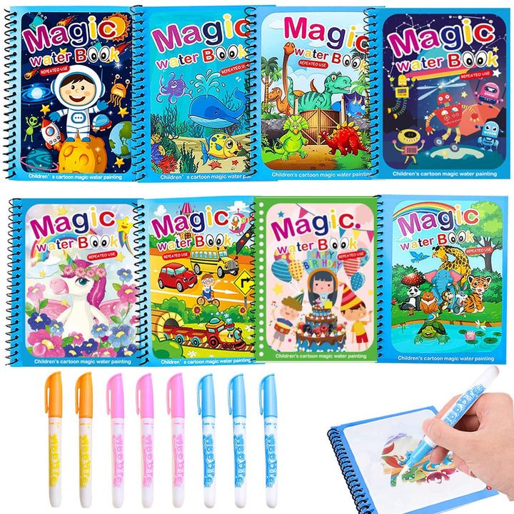 8 Stück Wassermalbuch,Wasser Malbuch,Water Magic Magisches Book Wassermalbücher Wasserzauber Colouri
