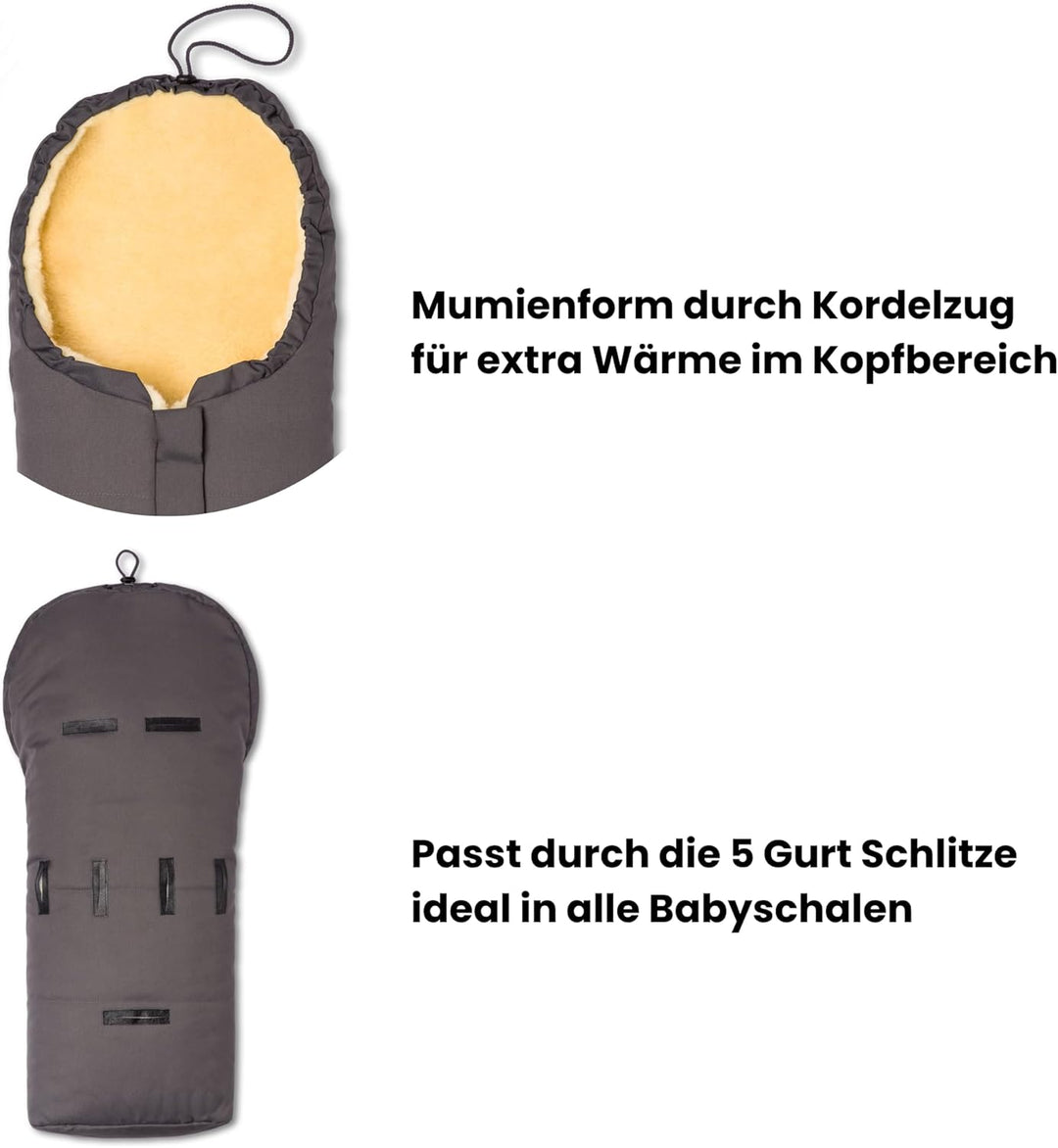 Hofbrucker Lammfell-Fusssack Eskimo für Babyschale, Kinderwagen, Buggy/Universeller Winterfusssack/F