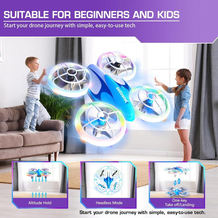 RC Drohne für Kinder und Anfänger, Mini Quadcopter mit LED-Lichtern und 3D-Flips, einfach zu fliegen