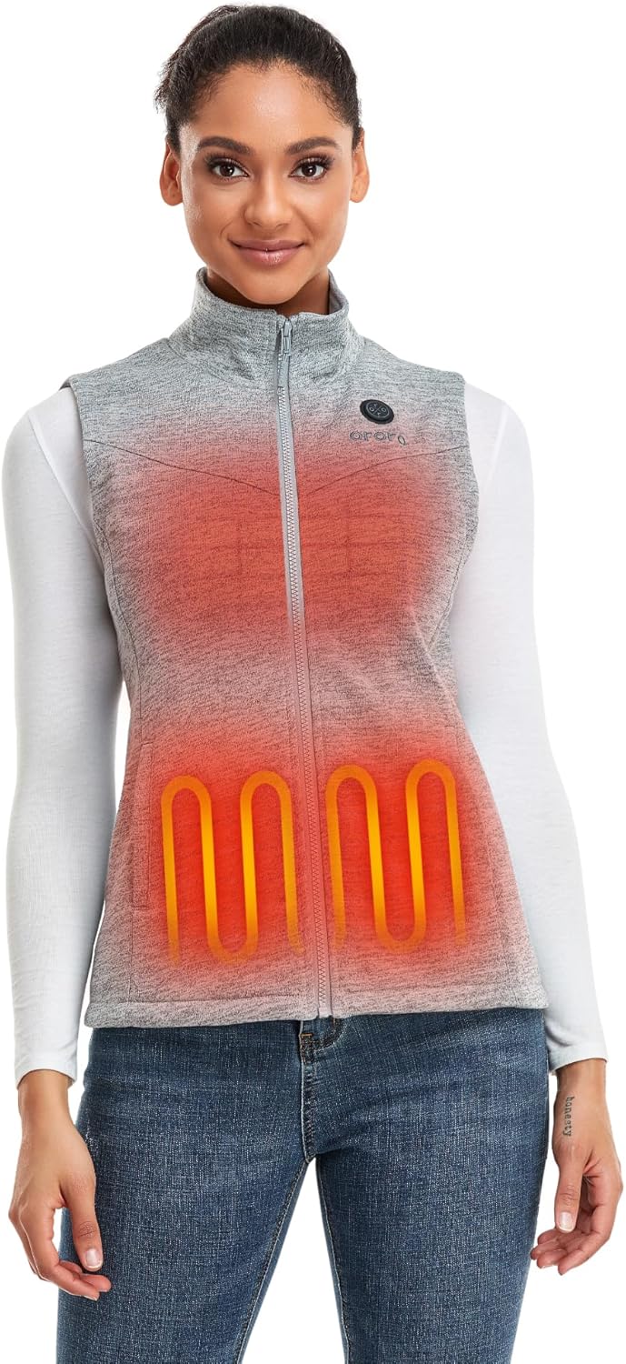 ORORO Beheizbare Weste Fleece Damen Beheizte Fleeceweste mit Powerbank Heizweste Damen - Ladegerät N