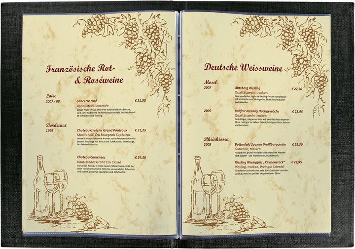 SIGEL SM130/5 Speisekarten-Mappen / Präsentationsmappen mit Buchschrauben-Bindung für A4, 5-er Pack,