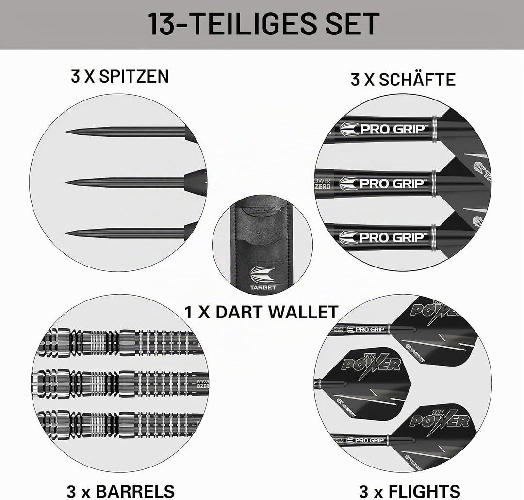 Target Darts Phil Taylor Power 8-Zero Schwarz 80% Wolfram Steeldarts-Set Schwarz P8Z4 23G Single, Sc