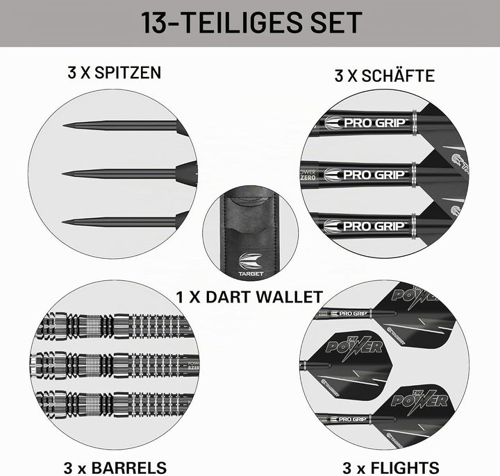 Target Darts Phil Taylor Power 8-Zero Schwarz 80% Wolfram Steeldarts-Set Schwarz P8Z4 23G Single, Sc