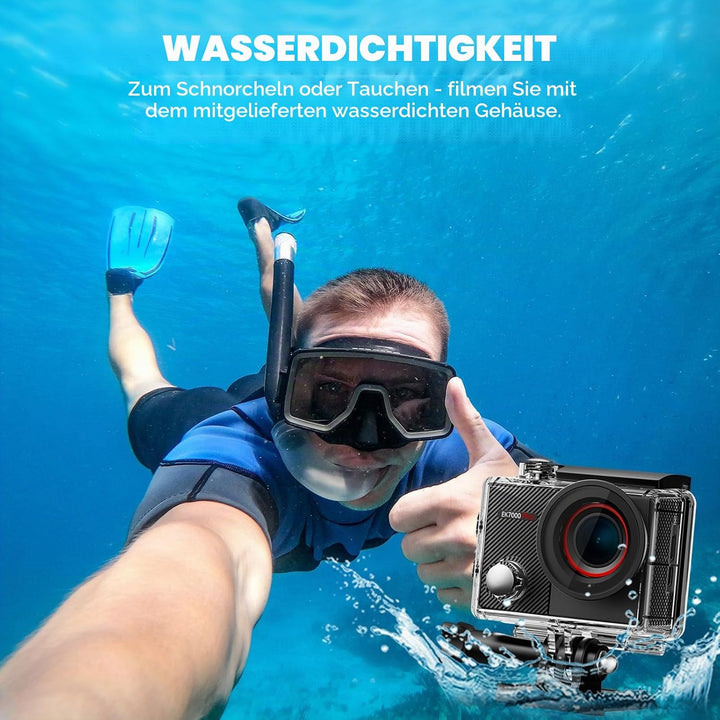AKASO Action Cam 4K30FPS mit 128GB microSDXC Speicherkarte 20MP WiFi 40M Unterwasserkamera Wasserdic