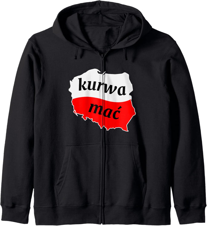 Lustiges Kurwa Mac Polen polnische Flagge Fluchen Kapuzenjacke