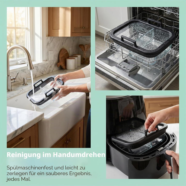 2 Stück Airfryer Zubehör für Ninja AF400EU/AF500EU/SL400EU COSORI Heissluftfritteuse 2 Kammern,Aufla