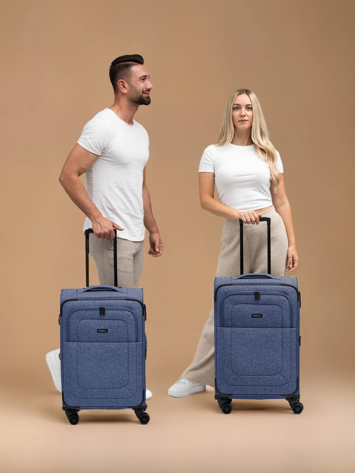 REDOLZ MEDIUM Weichschalen Koffer für Männer & Frauen | Leichter Trolley 67 cm mit 4 Doppelrollen &