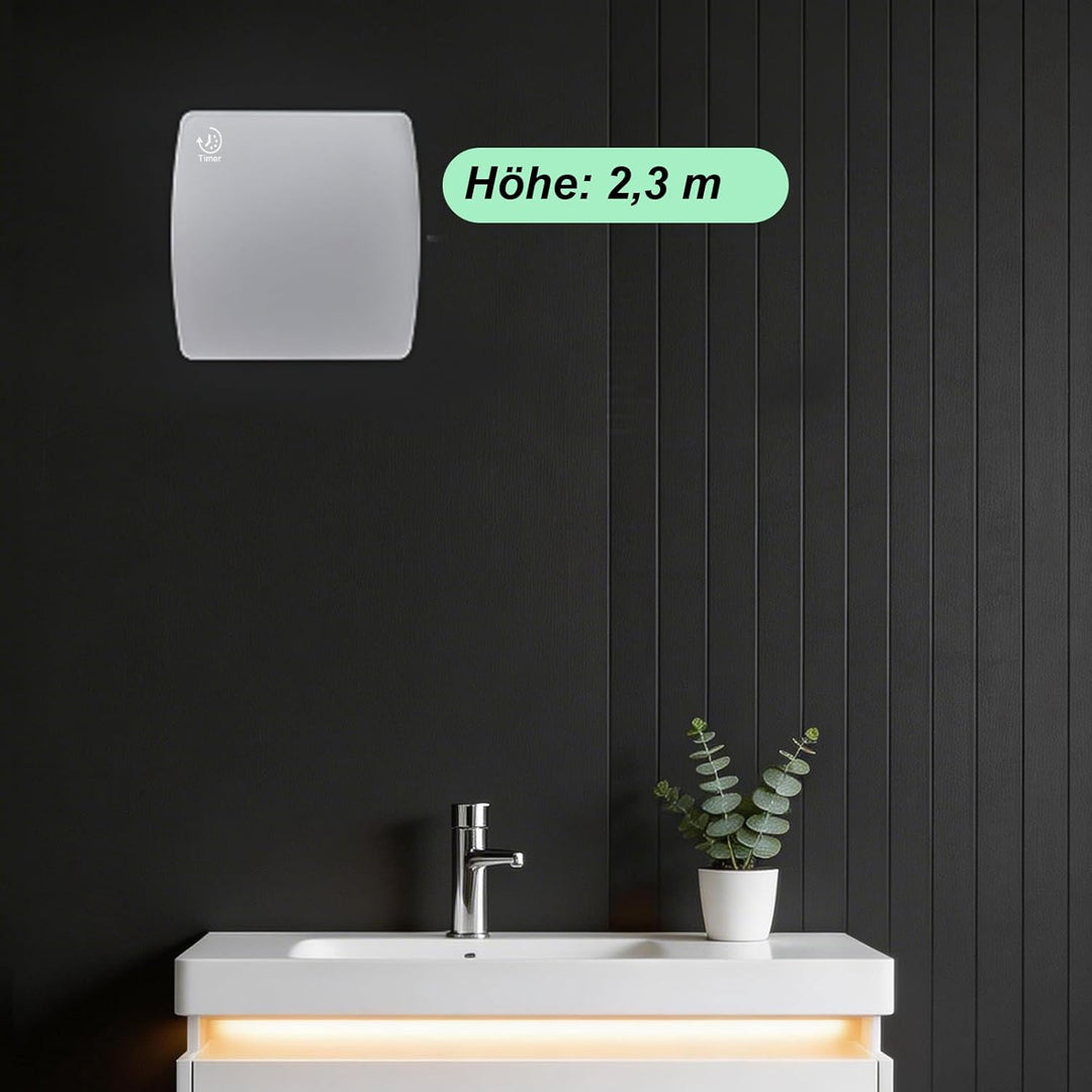 Leiser Badlüfter 100mm, Mit Nachlauf, Abluftventilator Wandventilator mit Rücklaufklappe, Lüfter f.