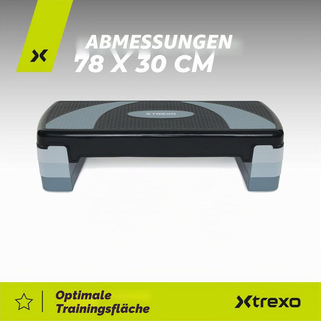 TREXO Aerobic Step 78 x 30 cm Für Cardio- und Fitnesstraining Höhenverstellbar 10-20 cm Langlebig au