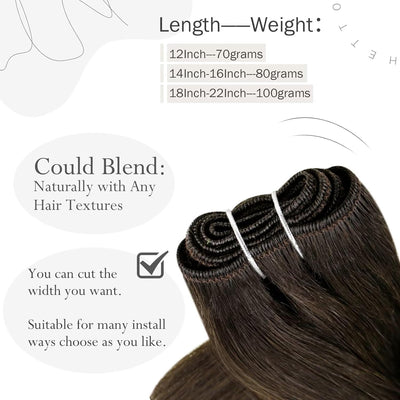 Hetto Tressen Echthaar Extensions Dunkelbraun Tressen Extensions Zum Einnähen Tressen Extensions Bra
