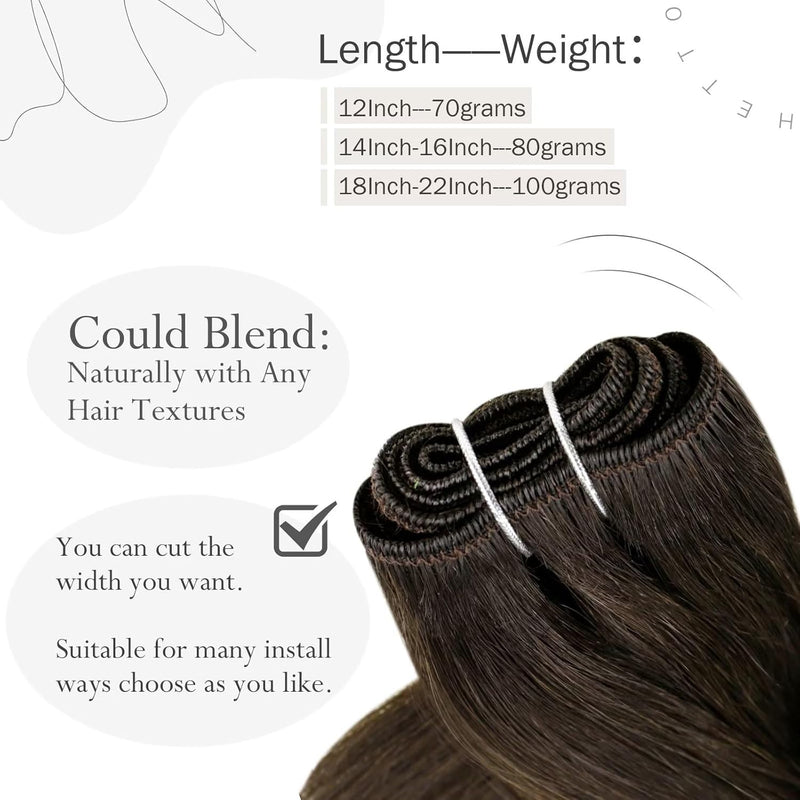 Hetto Tressen Echthaar Extensions Dunkelbraun Tressen Extensions Zum Einnähen Tressen Extensions Bra
