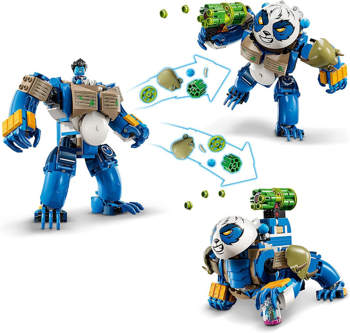 LEGO DREAMZzz 2-in-1 Logan der mächtige Panda, Fantasy-Spielzeug mit 2 Minifiguren, Spielset mit Tie
