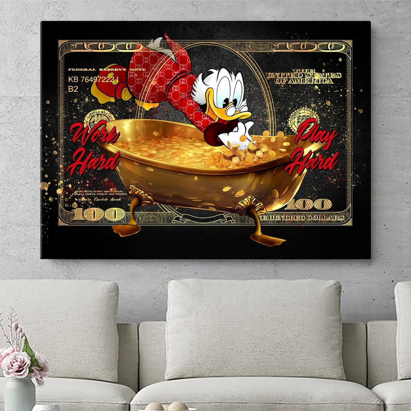 Artmazing | Dagobert Duck Bild bunt | Dagobert Duck Leinwand | Coole Wandbilder Wohnzimmer | Bild Da