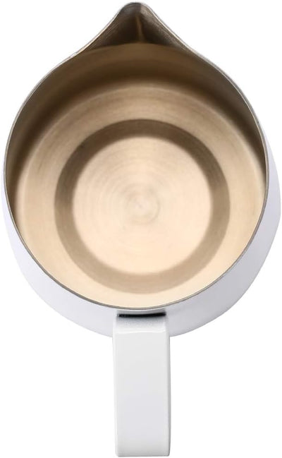 Dianoo Espresso-Milchaufschäumer, Milchkännchen, Edelstahl, für Kaffee-Latte-Kunst, 420 ml weiss, We