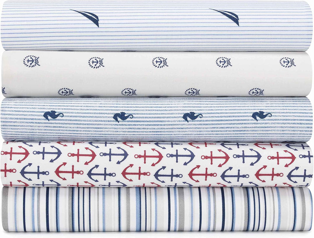 Nautica - Bettwäsche-Set für Doppelbett, Baumwollperkal, knackig und kühl, leicht und atmungsaktiv (