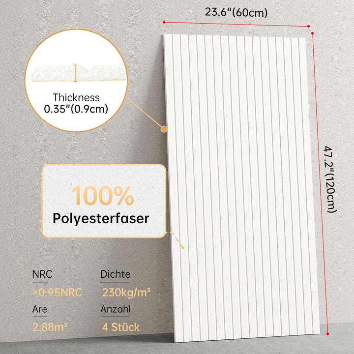 Rdutuok 4 Stücke Akustikplatten,120x60x0.9 cm Kante Hochdichte Akustik Panel Schallschutzpaneele Sch