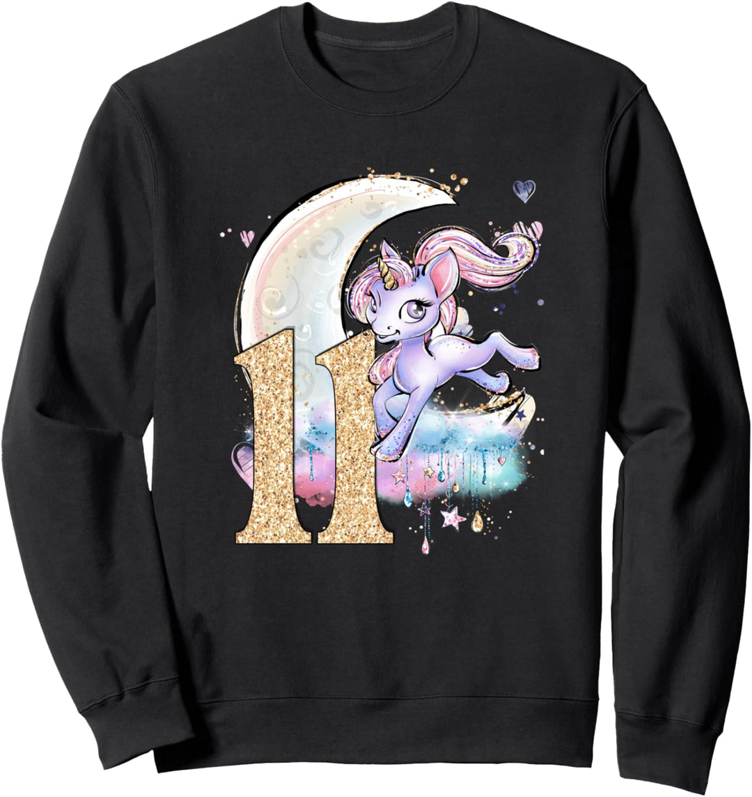 11. Geburtstag Einhorn Mädchen Mond Himmlische Kinder Sweatshirt