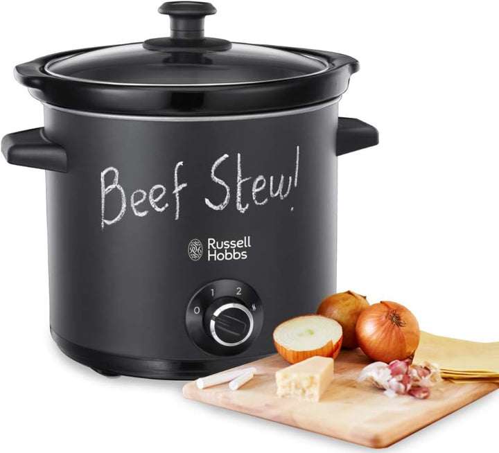 Russell Hobbs Slow Cooker, Schongarer Chalkboard, Keramik-Gartopf, matte Tafel-Oberfläche, 3 Tempera