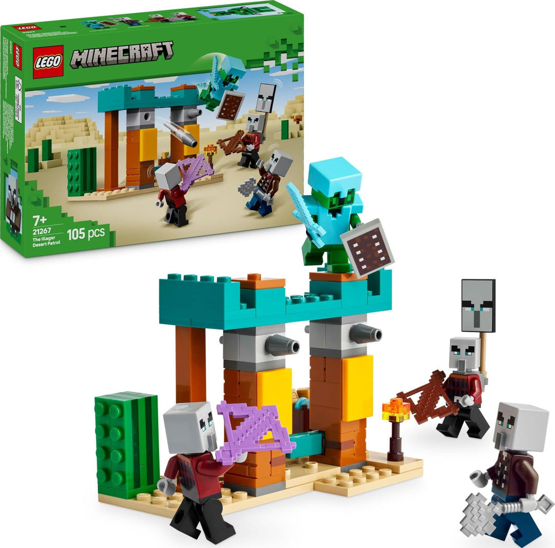 LEGO Minecraft Die Illager-Wüstenpatrouille - Gaming Spielzeug mit Figuren, darunter EIN Plünderer,