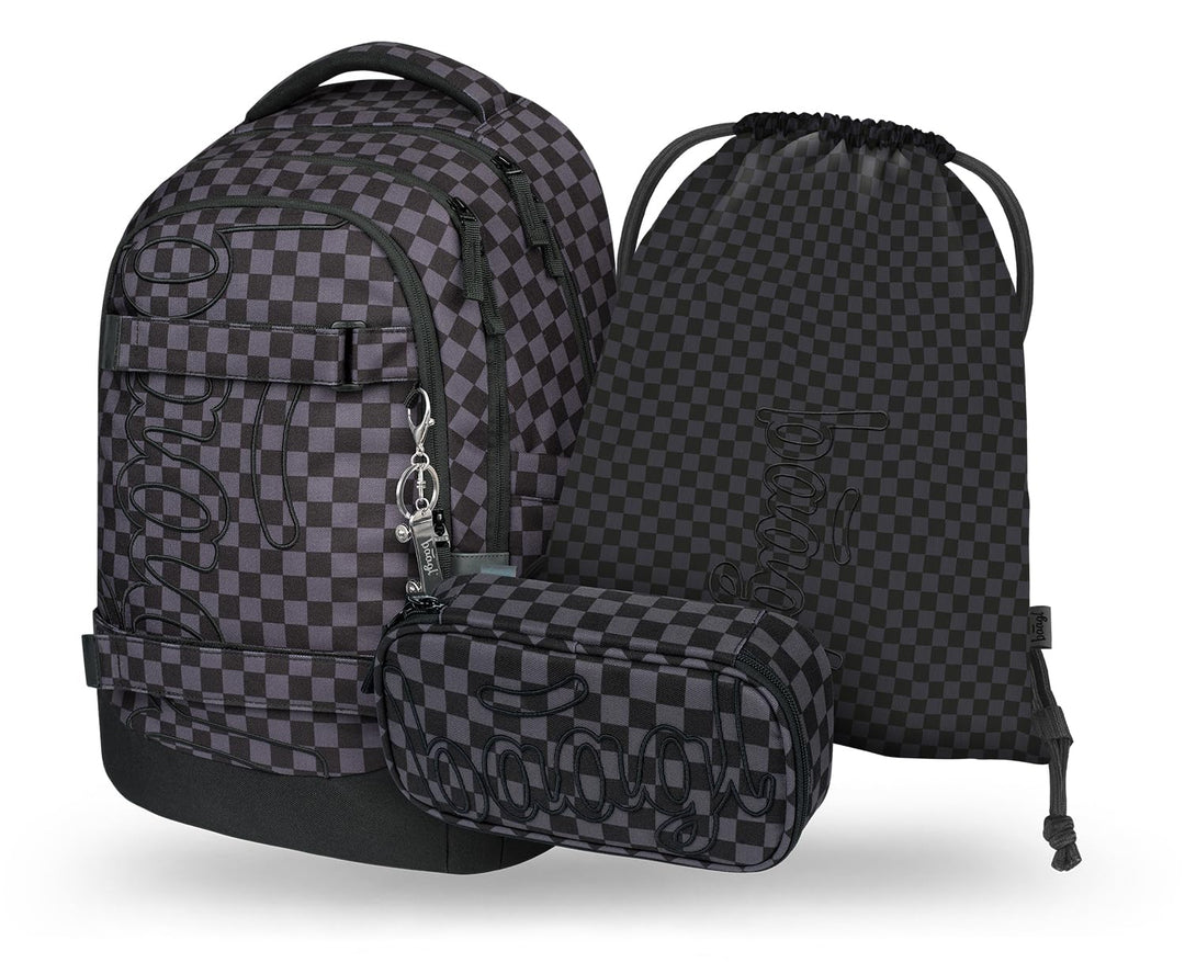 Baagl Schulrucksack Set Jungen Mädchen Teenager 3 Teilig, Skateboard Rucksack Skate MAX, Schultasche