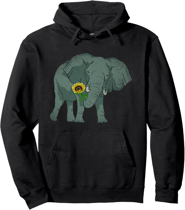 Gelbe Sonnenblume Afrika Safari Tier Elefant Pullover Hoodie