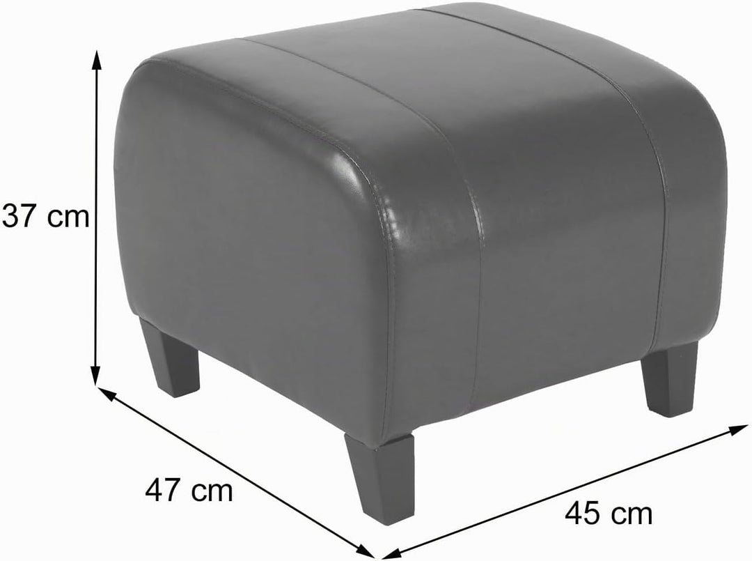 Mendler Hocker Sitzwürfel Sitzhocker Emmen, Leder + Kunstleder, 37x45x47 cm - braun