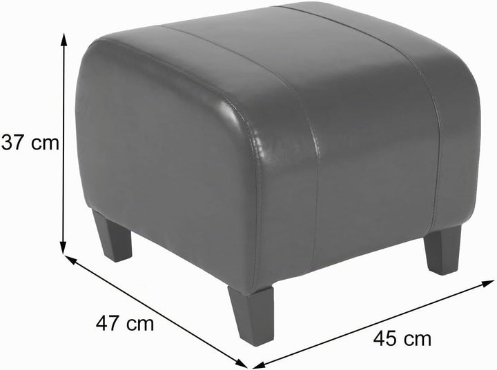 Mendler Hocker Sitzwürfel Sitzhocker Emmen, Leder + Kunstleder, 37x45x47 cm - braun
