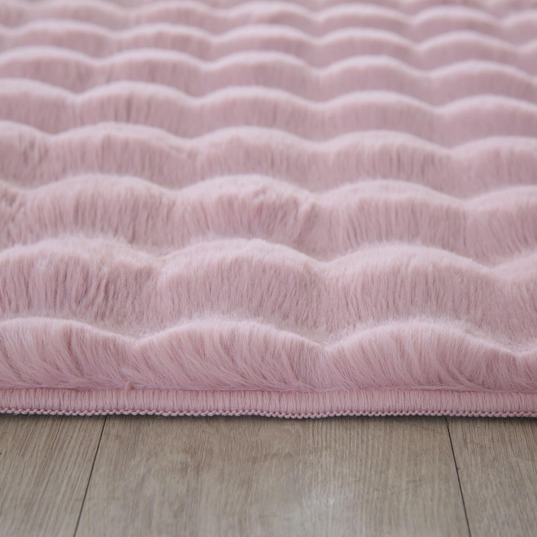 Carpetsale24 Teppich Wohnzimmer Moderne Einfarbig 3D Hoch-Tief Struktur Design Rosa 200 x 290 cm - H