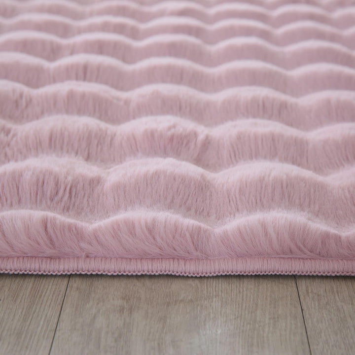 Carpetsale24 Teppich Wohnzimmer Moderne Einfarbig 3D Hoch-Tief Struktur Design Rosa 200 x 290 cm - H